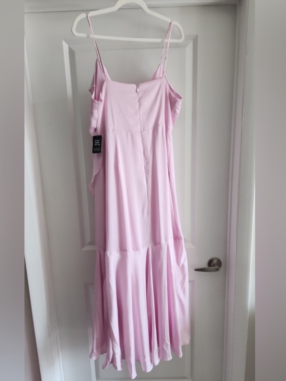 Express Light Pink Ruffle-Trim High-Low Slip Dress - Picture 3 of 8